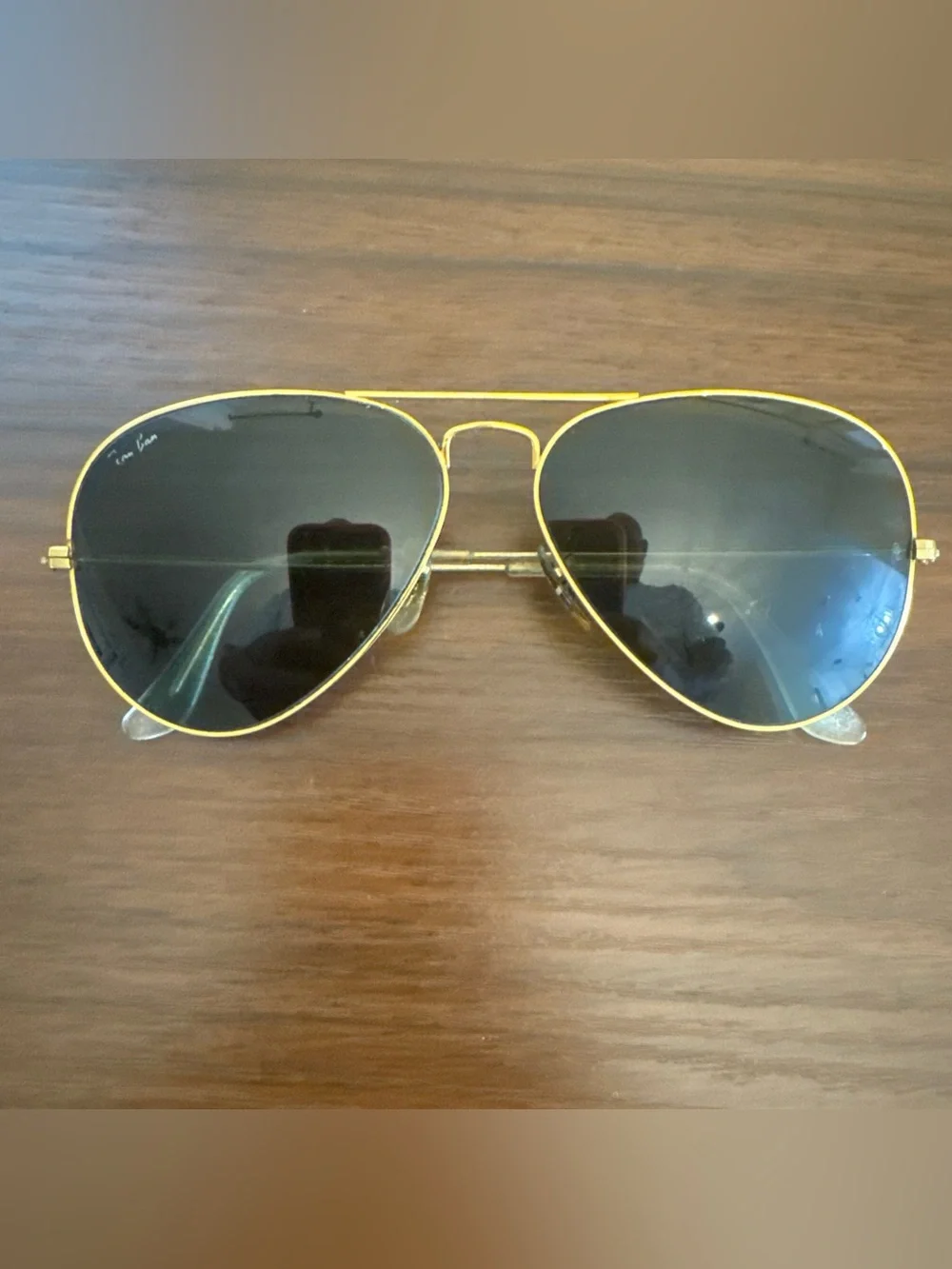 Vintage B&L Ray Ban USA Aviator 64-14  Extra Large Gold Frame Sunglasses